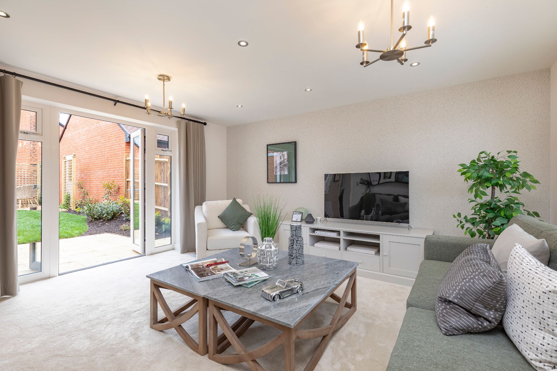 Living room with double doors to the rear garden