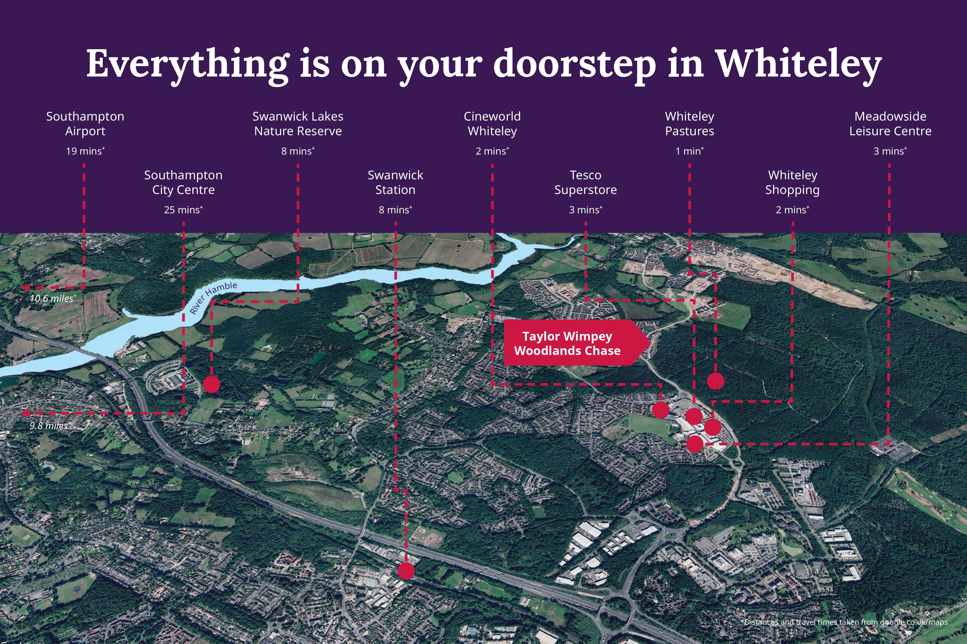 Map showing everything is on your doorstep in Whiteley