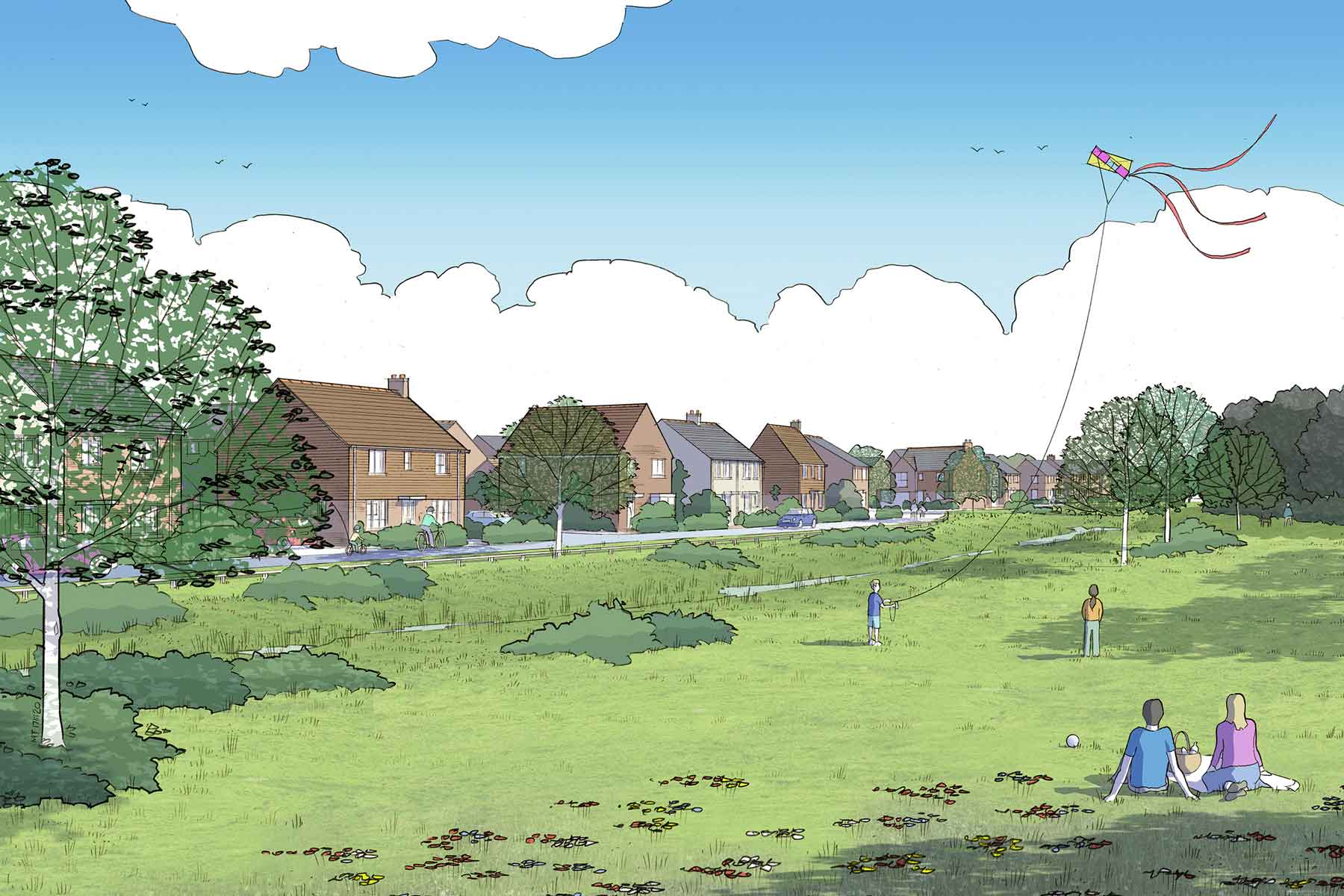 Artist's illustration of a typical street scene for this proposed development