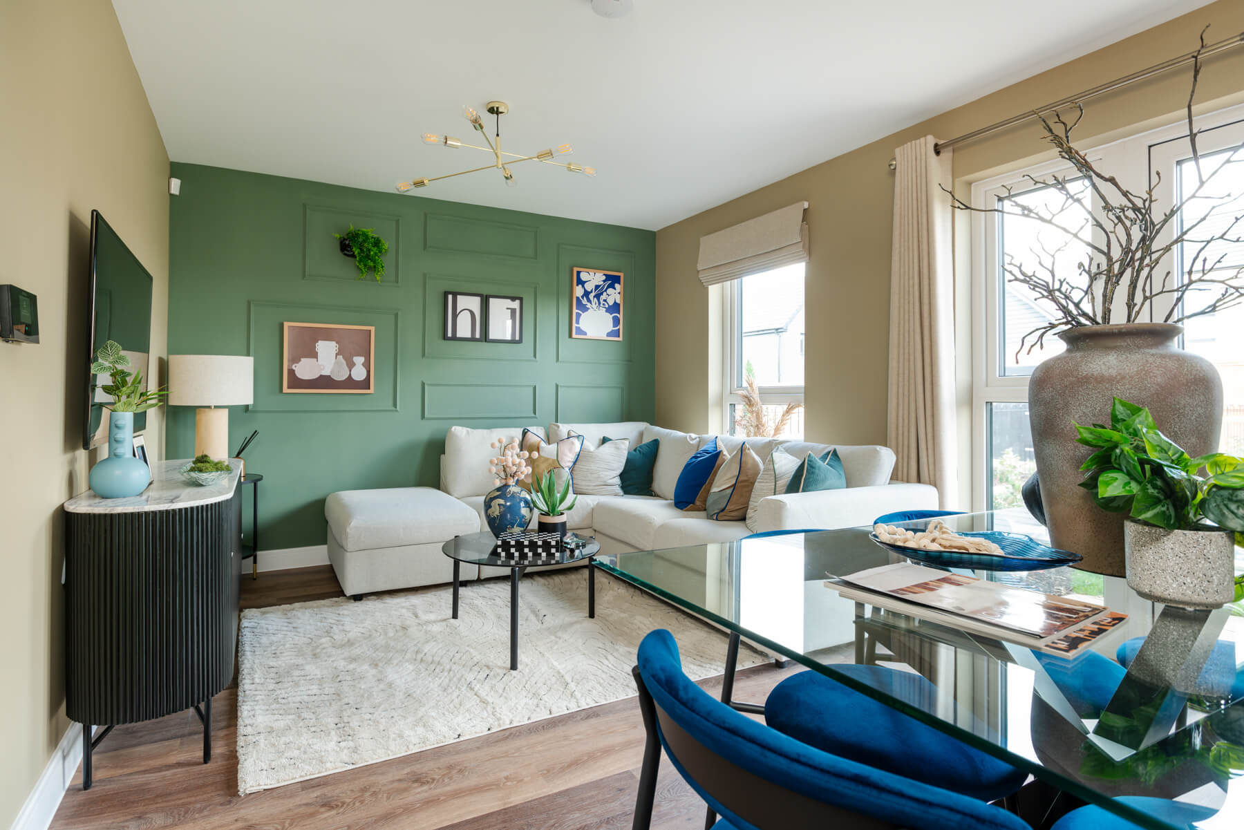 Showing the living room from the dining area