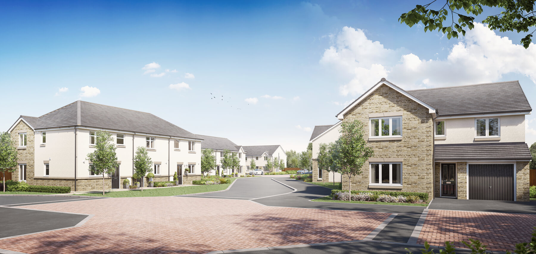 New elevation street scene Taylor Wimpey West Scotland