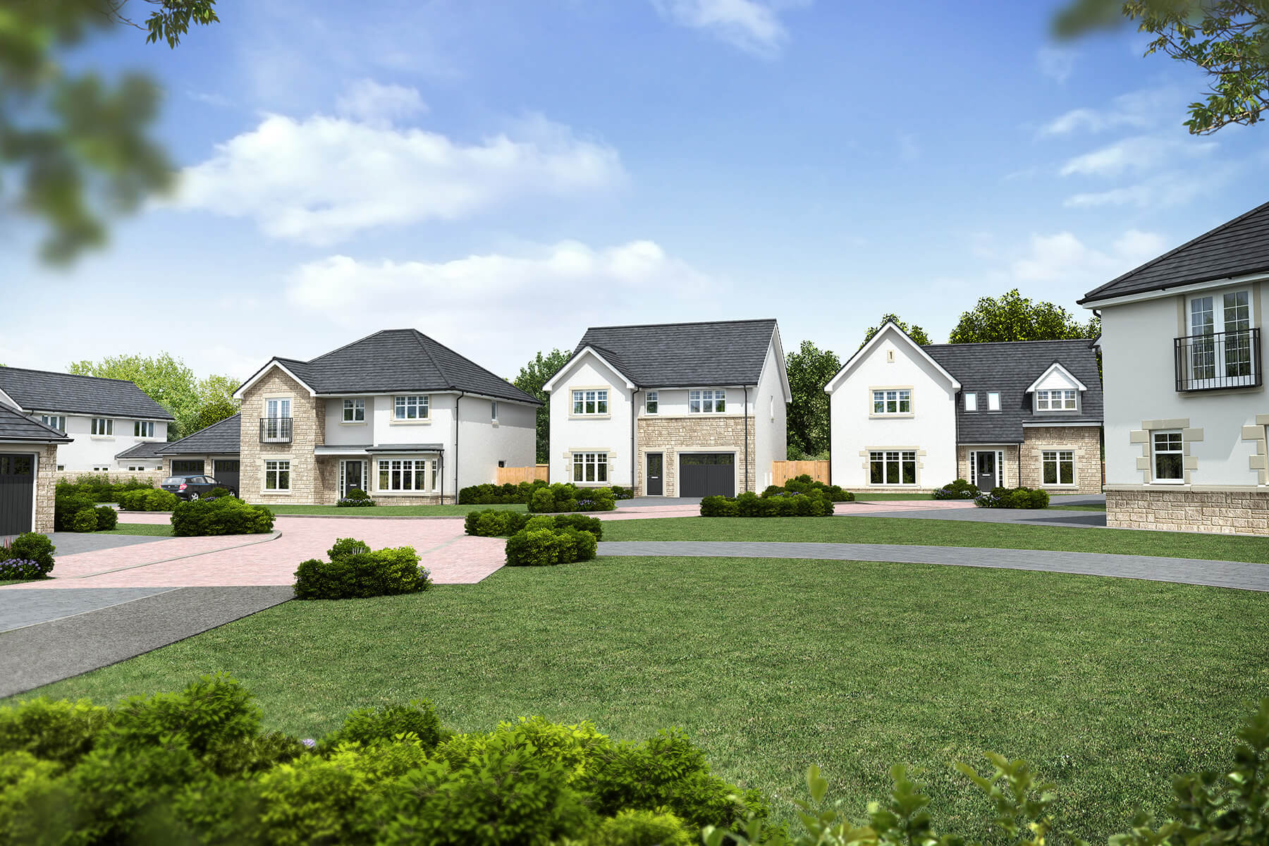 Caledonian Range Street scene CGI Taylor Wimpey