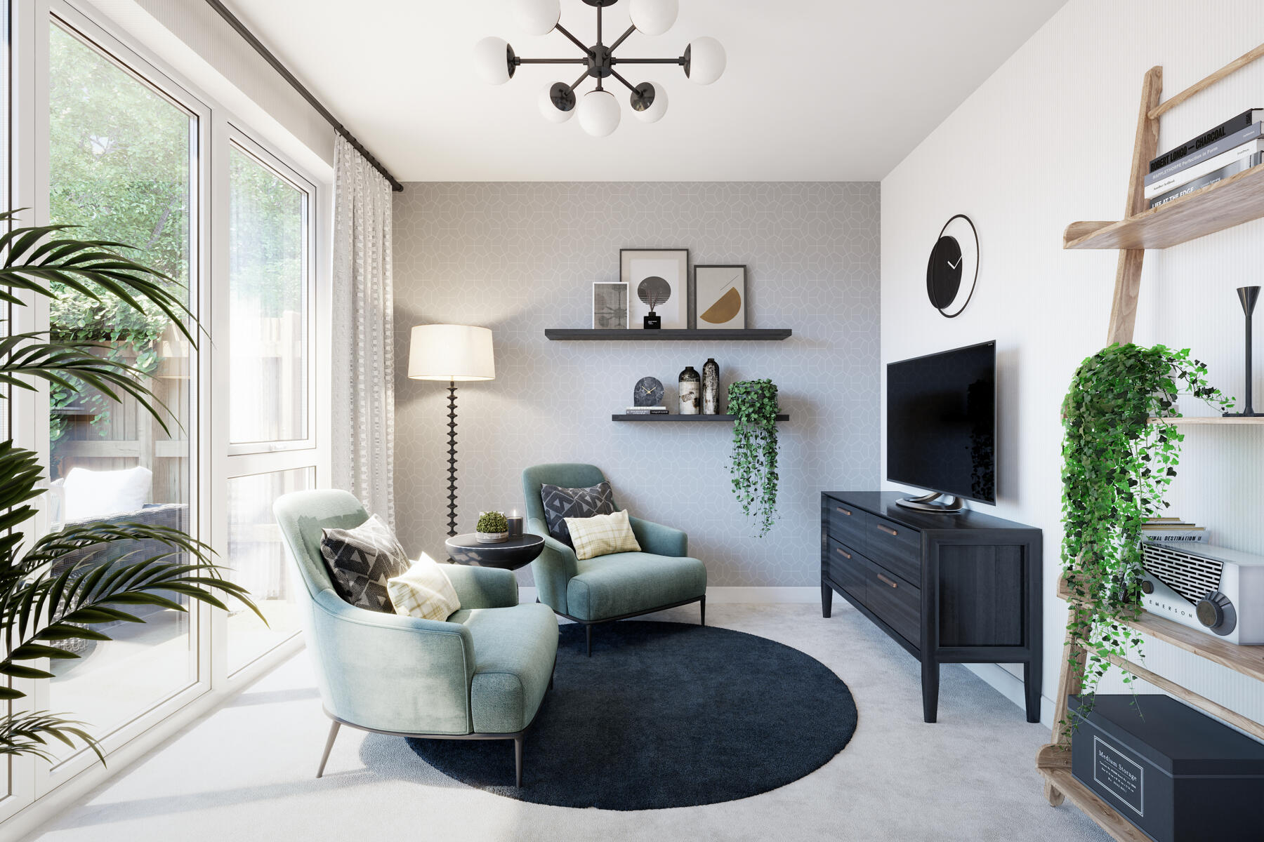 The family room is separated by a sliding door 