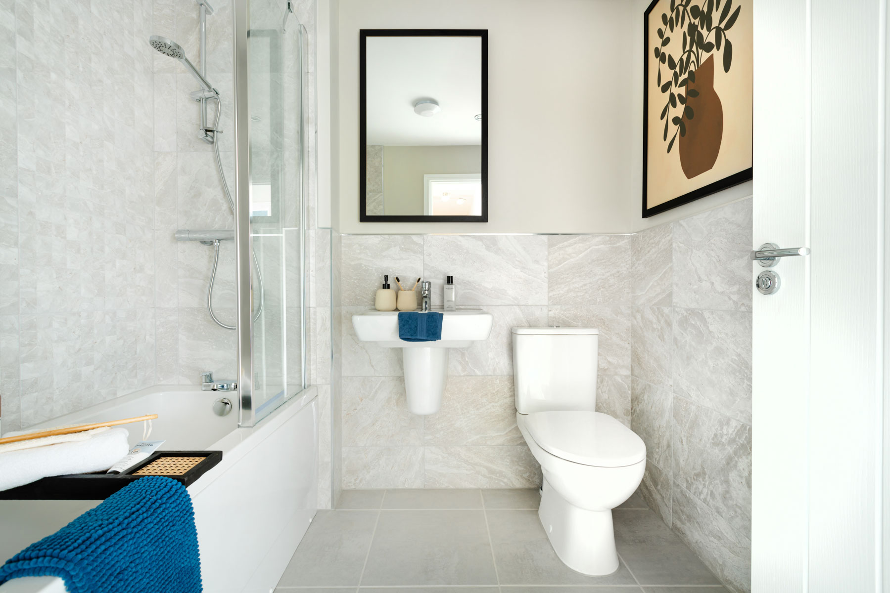Choose from a range of tiles to personalise the main bathroom
