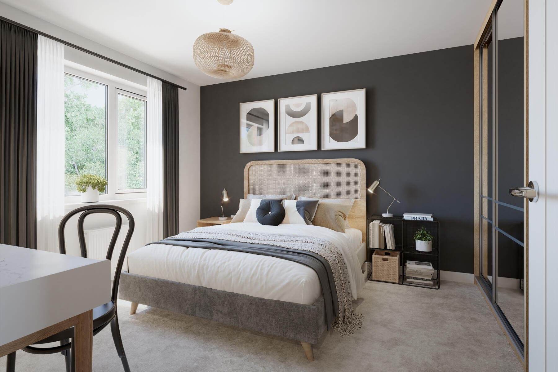 King size bed and dressing table