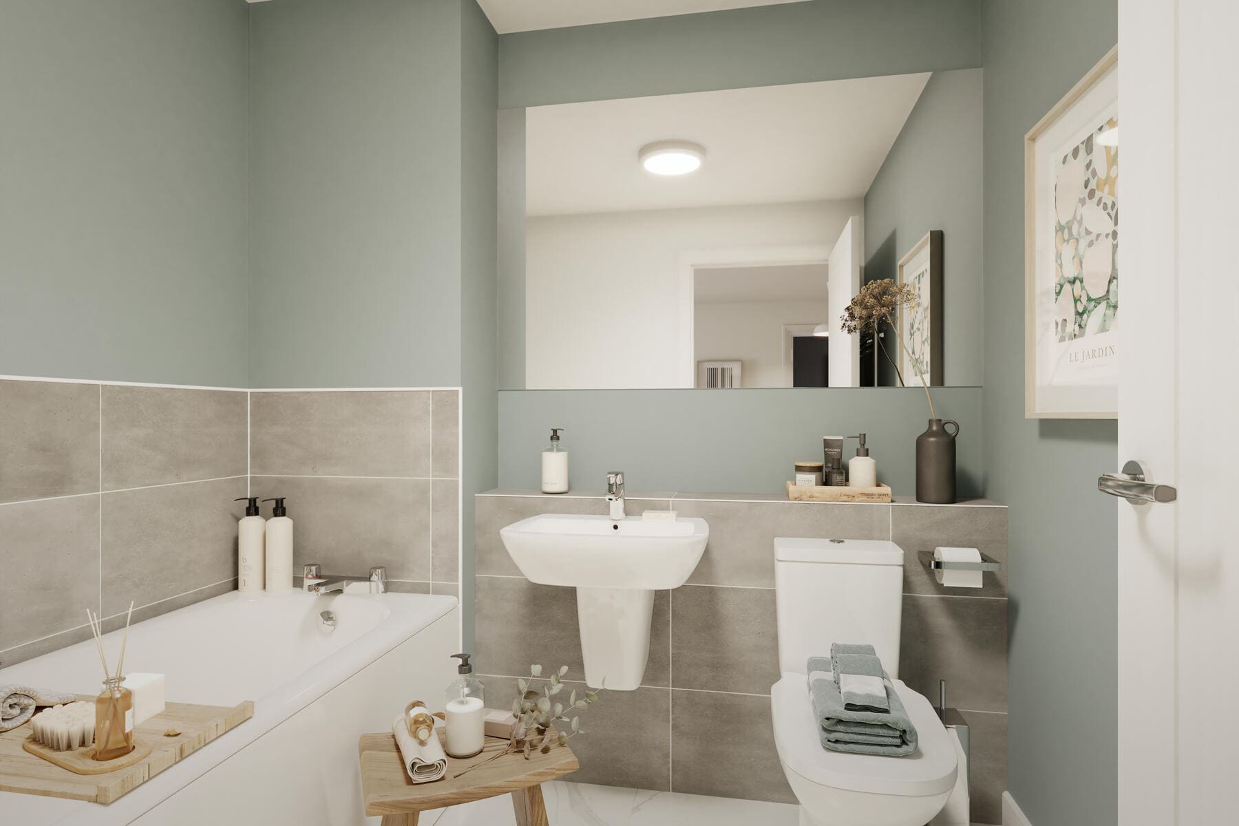 Toilet, sink and bath