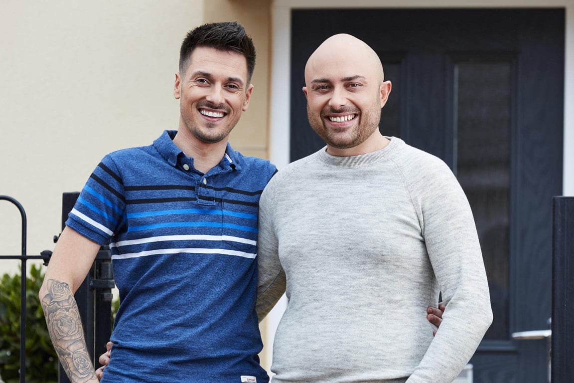 Customers outside their new home