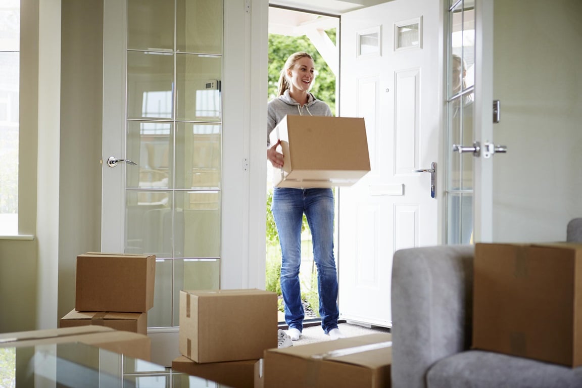 Customer moving into her new home