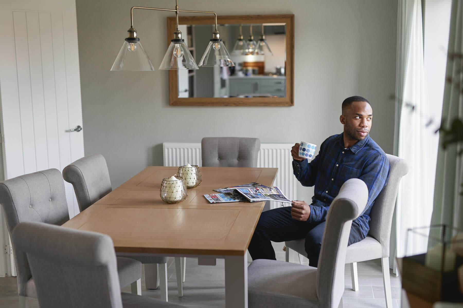 Male customer in his new dining room