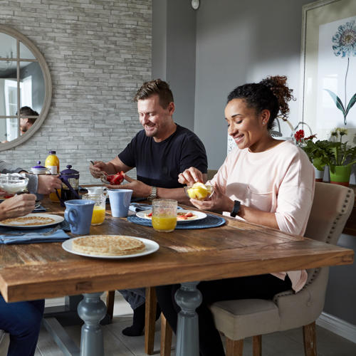 Family dinner in dining room