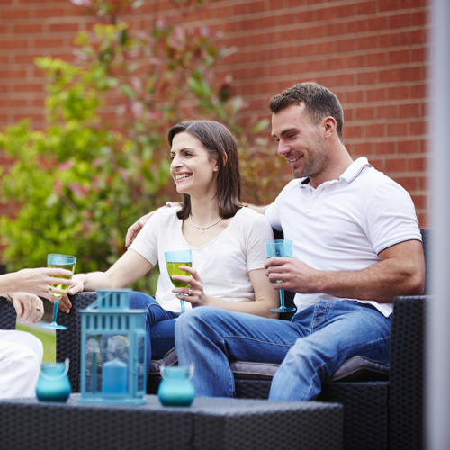 Customers enjoying garden