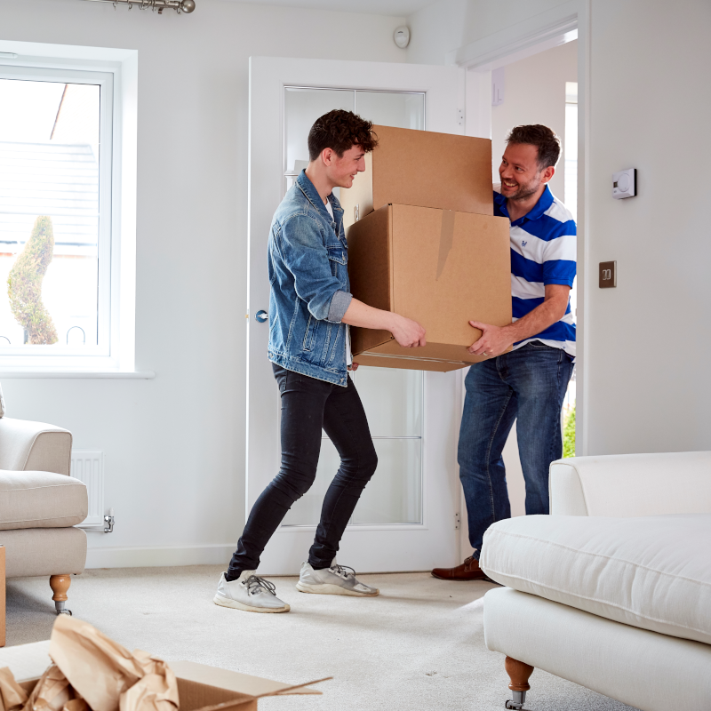 Customers moving boxes