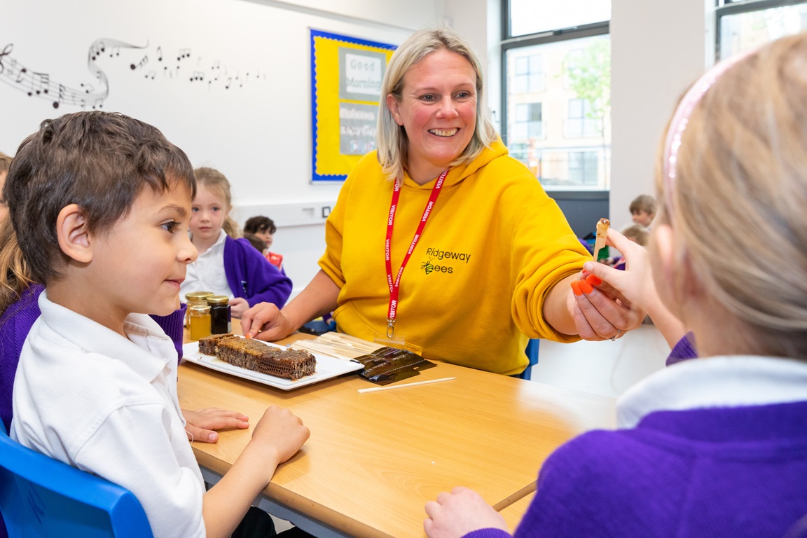 Ridgeway Bees and school children doing a bee related activity