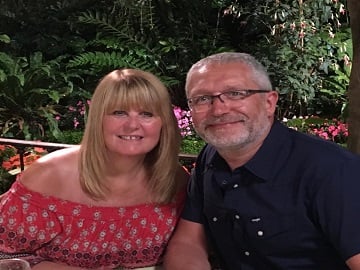 Close up image of a middle aged couple