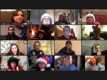Screenshot of book club members using Zoom