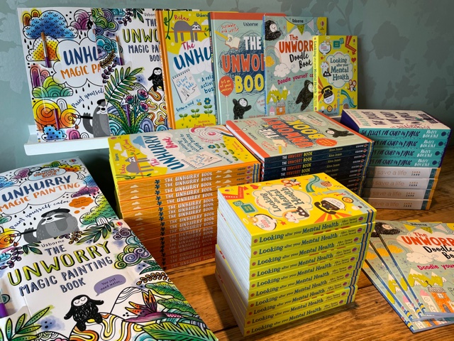 New books stacked up