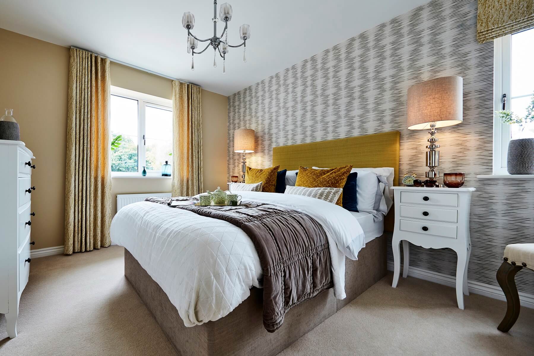Bedroom with vintage bedside tables