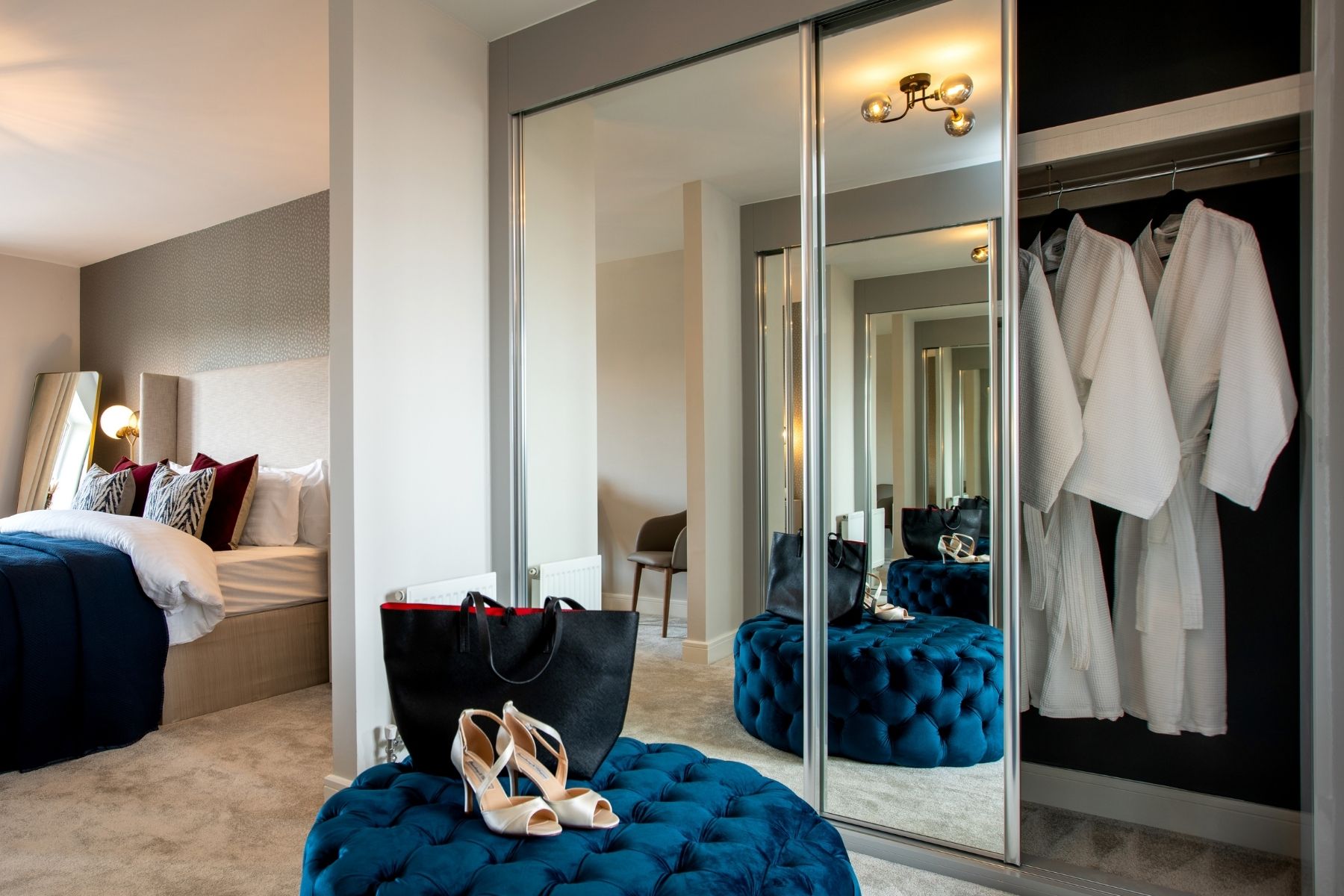 Bedroom with built in wardrobes