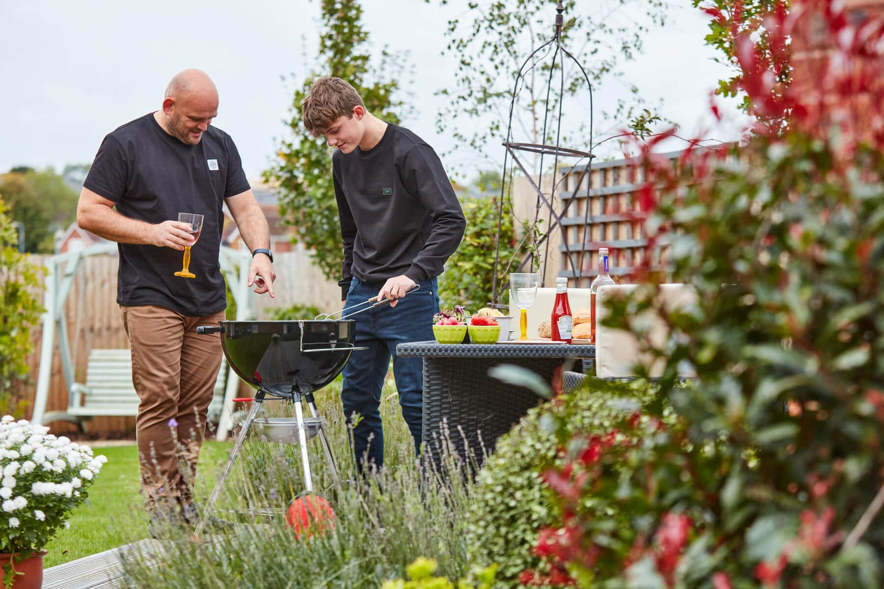 Family in garden