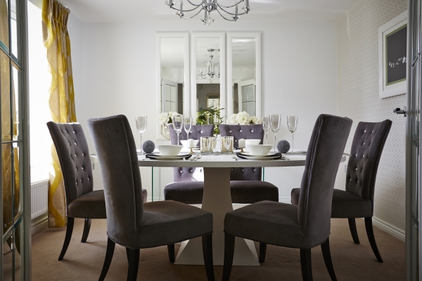 Dining room with symmetrical table and chairs