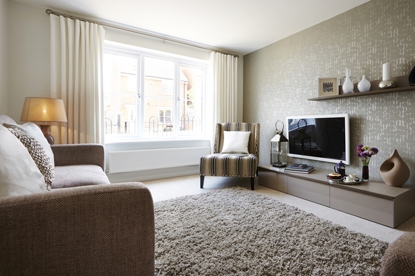Living room with neutral wall finishes