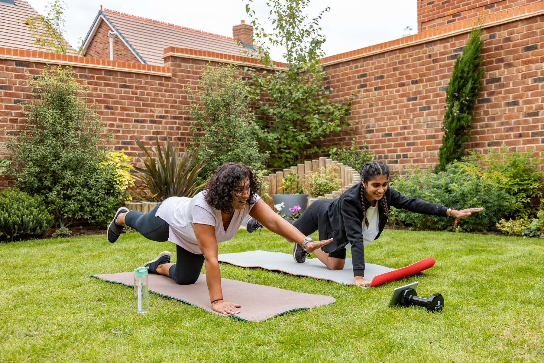 Exercising in garden