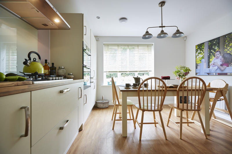 Bright kitchen with dining room table