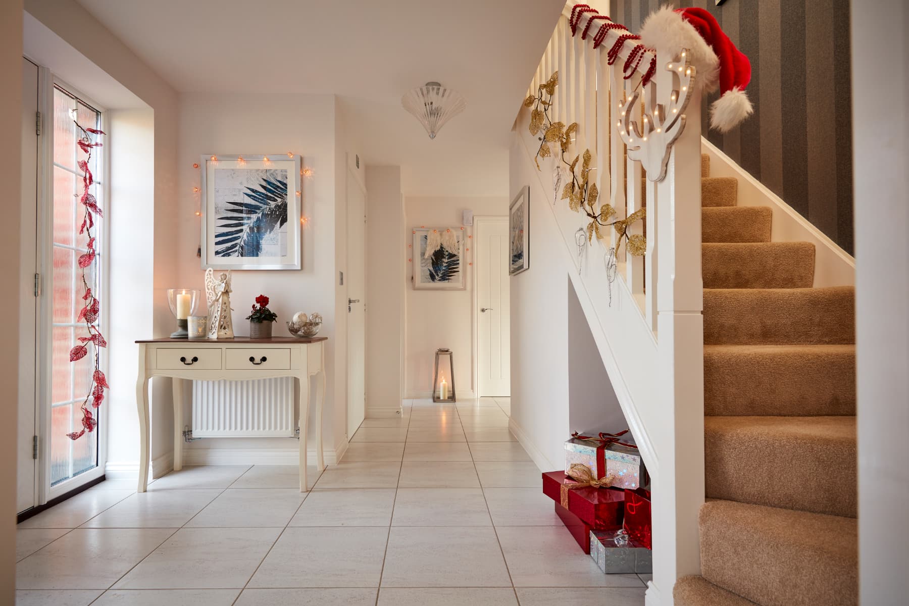 Hallway with Christmas decorations 