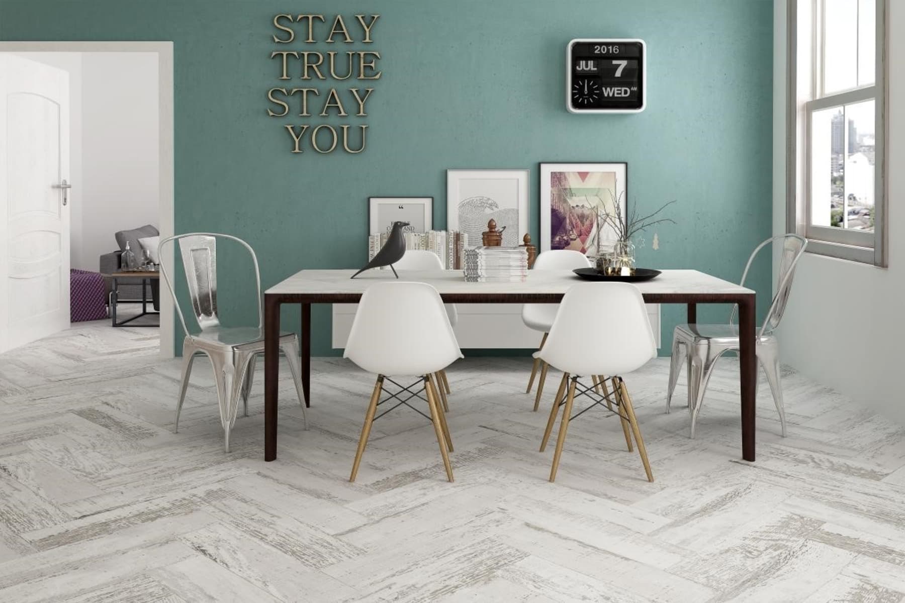 Go large with herringbone prints