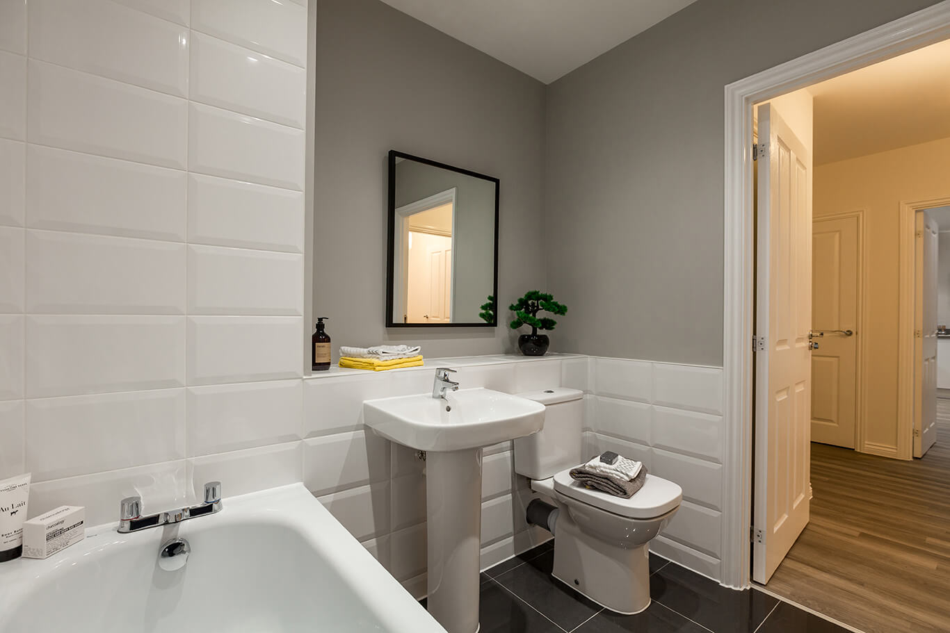 Bathroom with geometric tiles