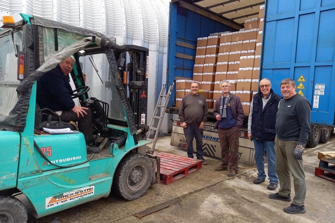 Lorry full of 10,500 shoeboxes