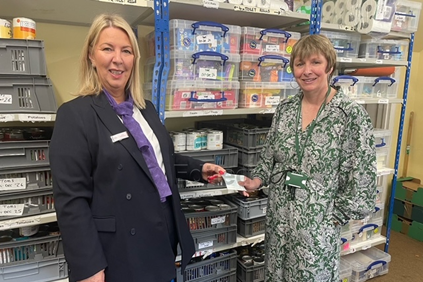 Janine Glanville Taylor Wimpey Southern Counties Sales Executive left and Joanne Kondebeka CEO at Chichester Foodbank