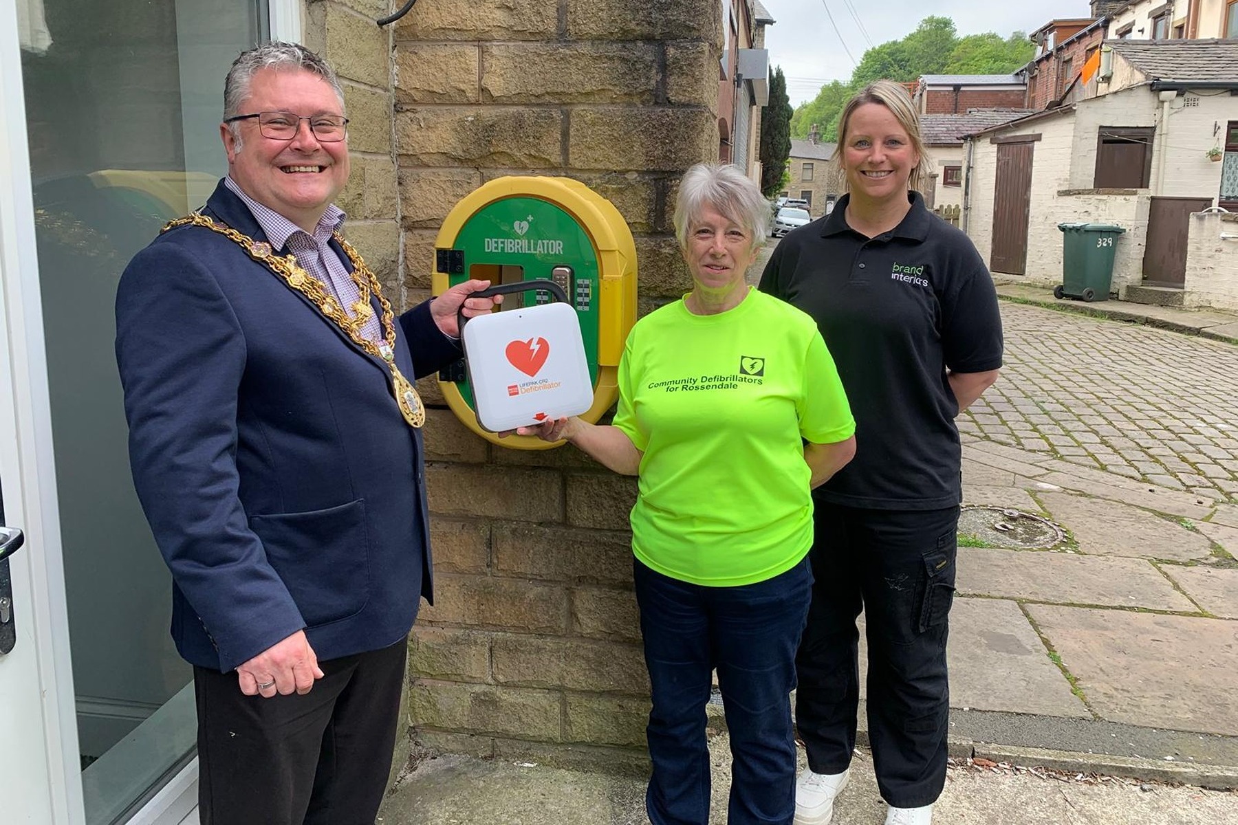 Community Public Access Defibrillator (CPAD) at Brand Interiors on Burnley Road