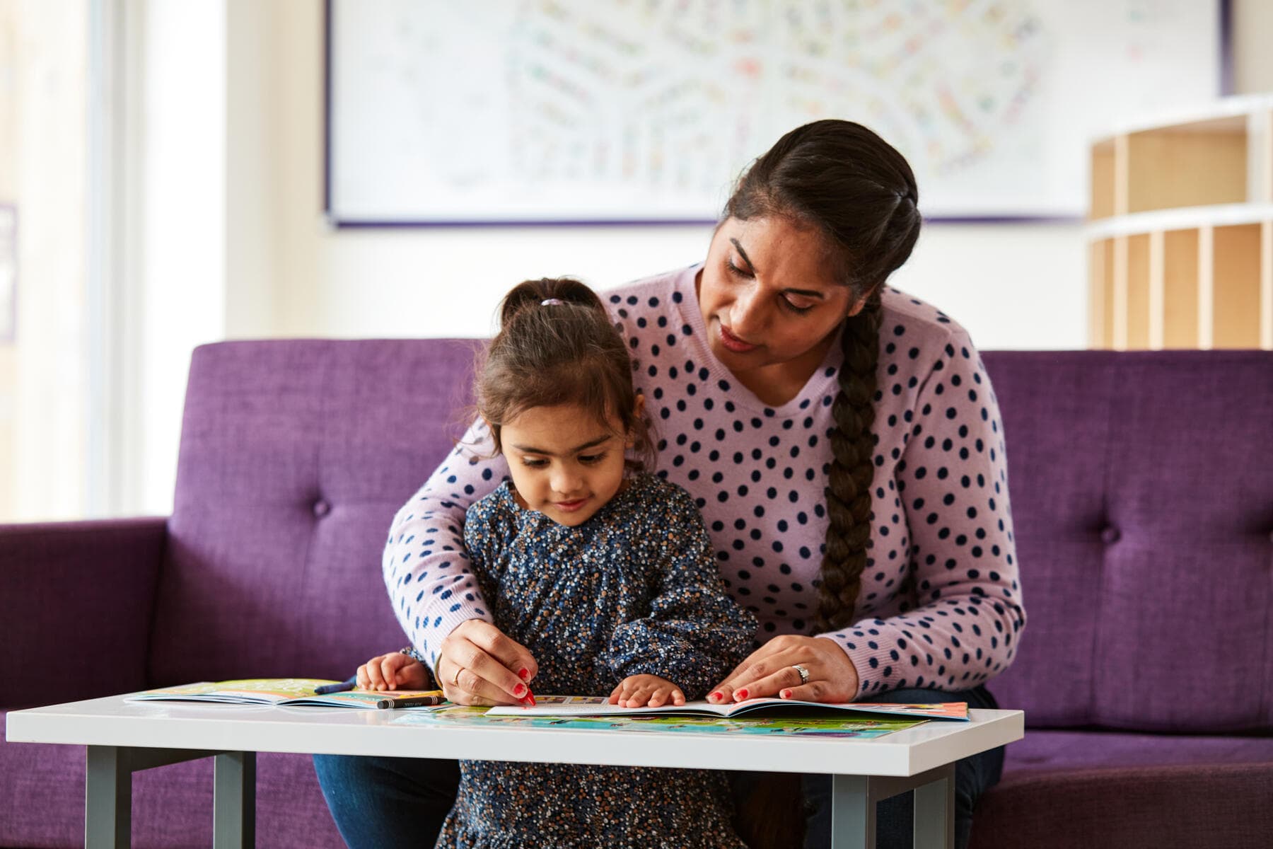 Mother and daughter colouring