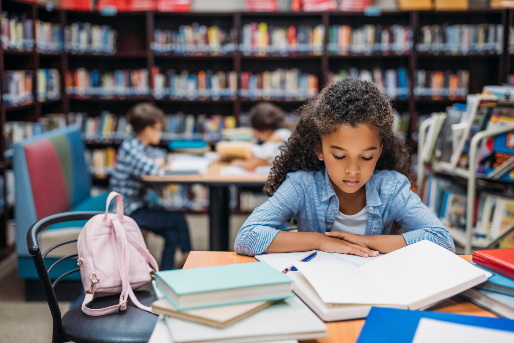 Girl in a library