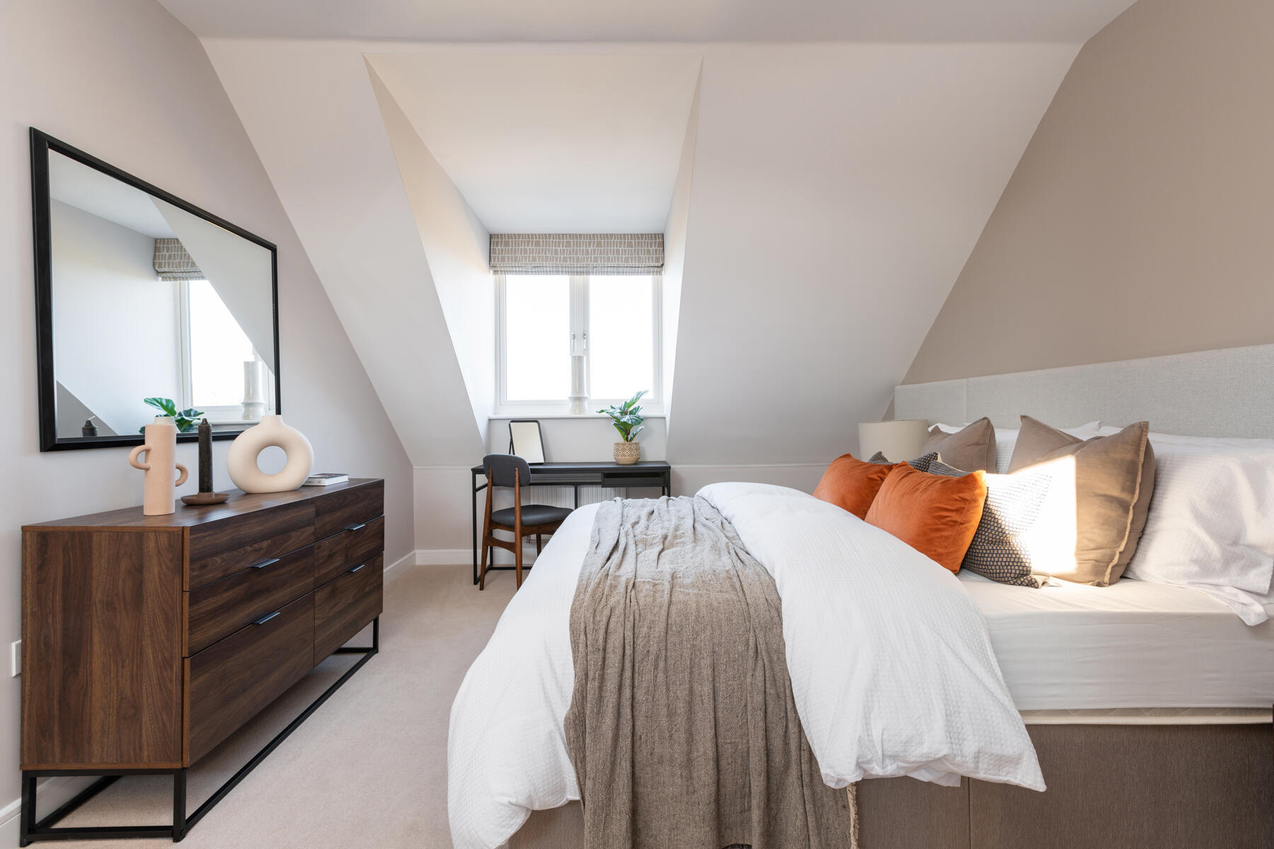 King-size bed and chest of drawers