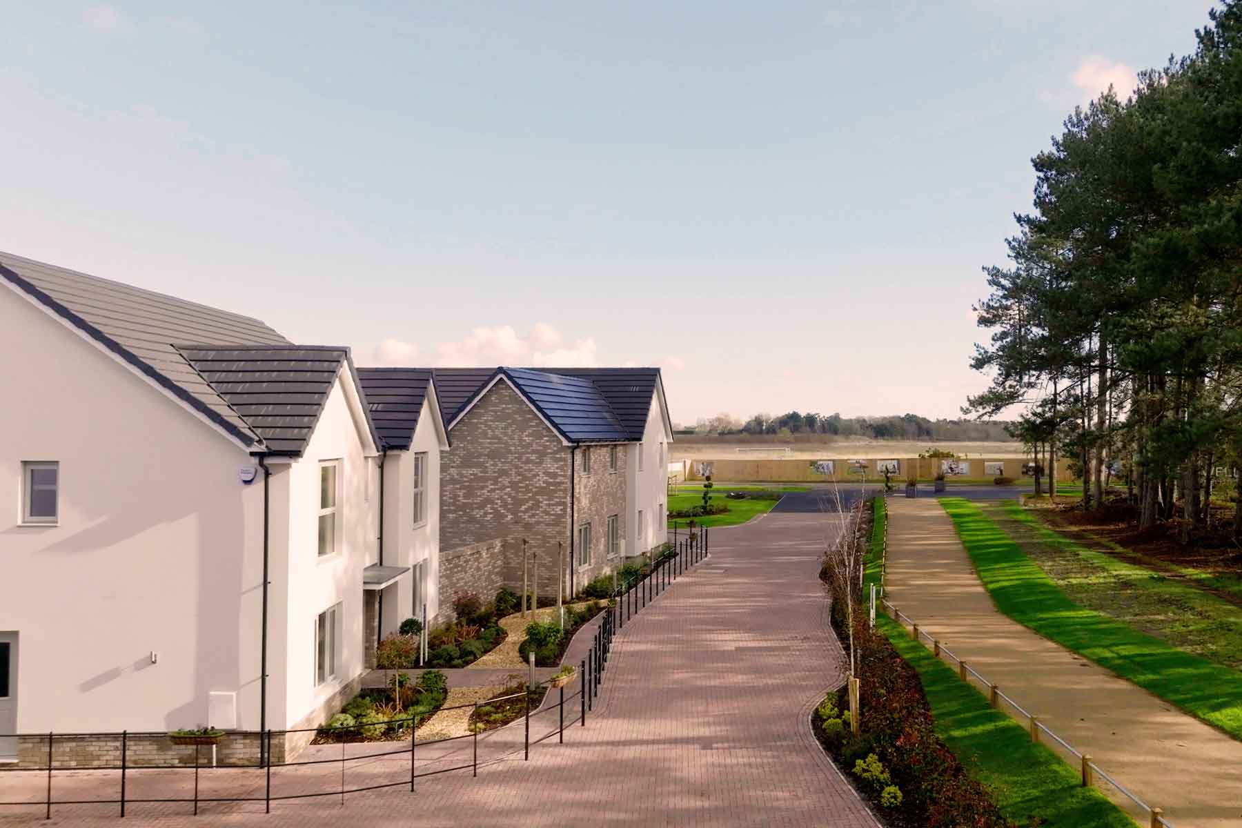 Homes with footpath and trees