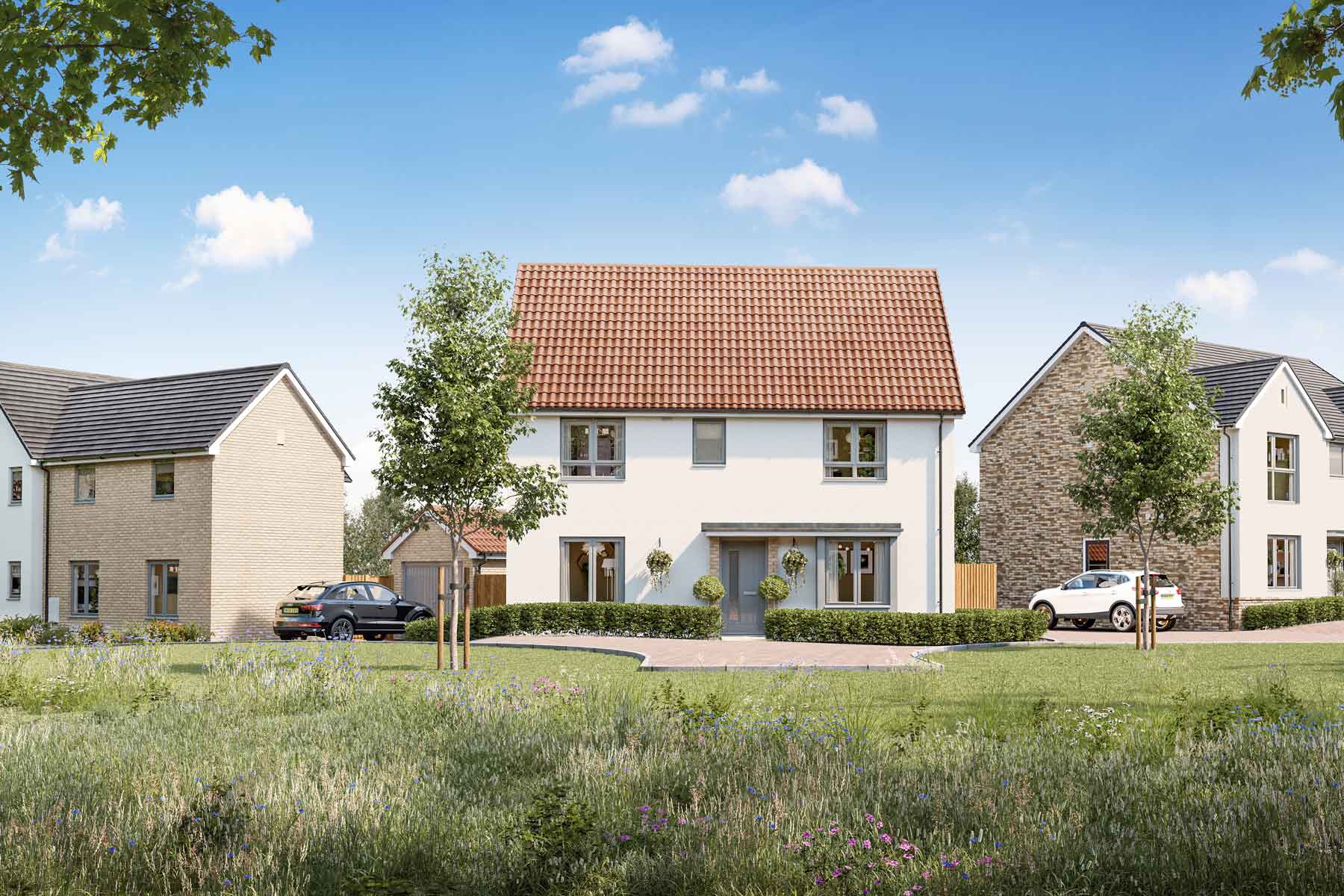 Houses with open green space