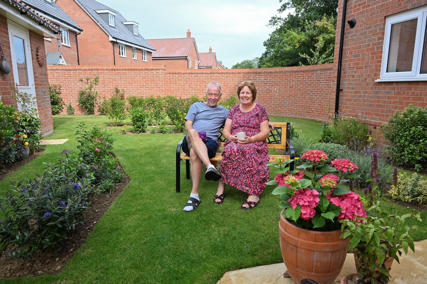 Couple of bench in garden