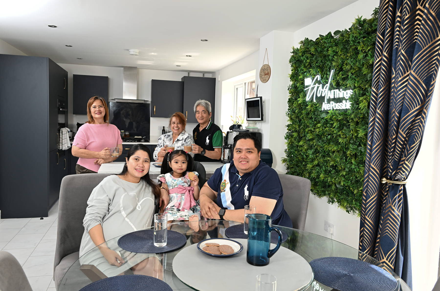 Family in kitchen