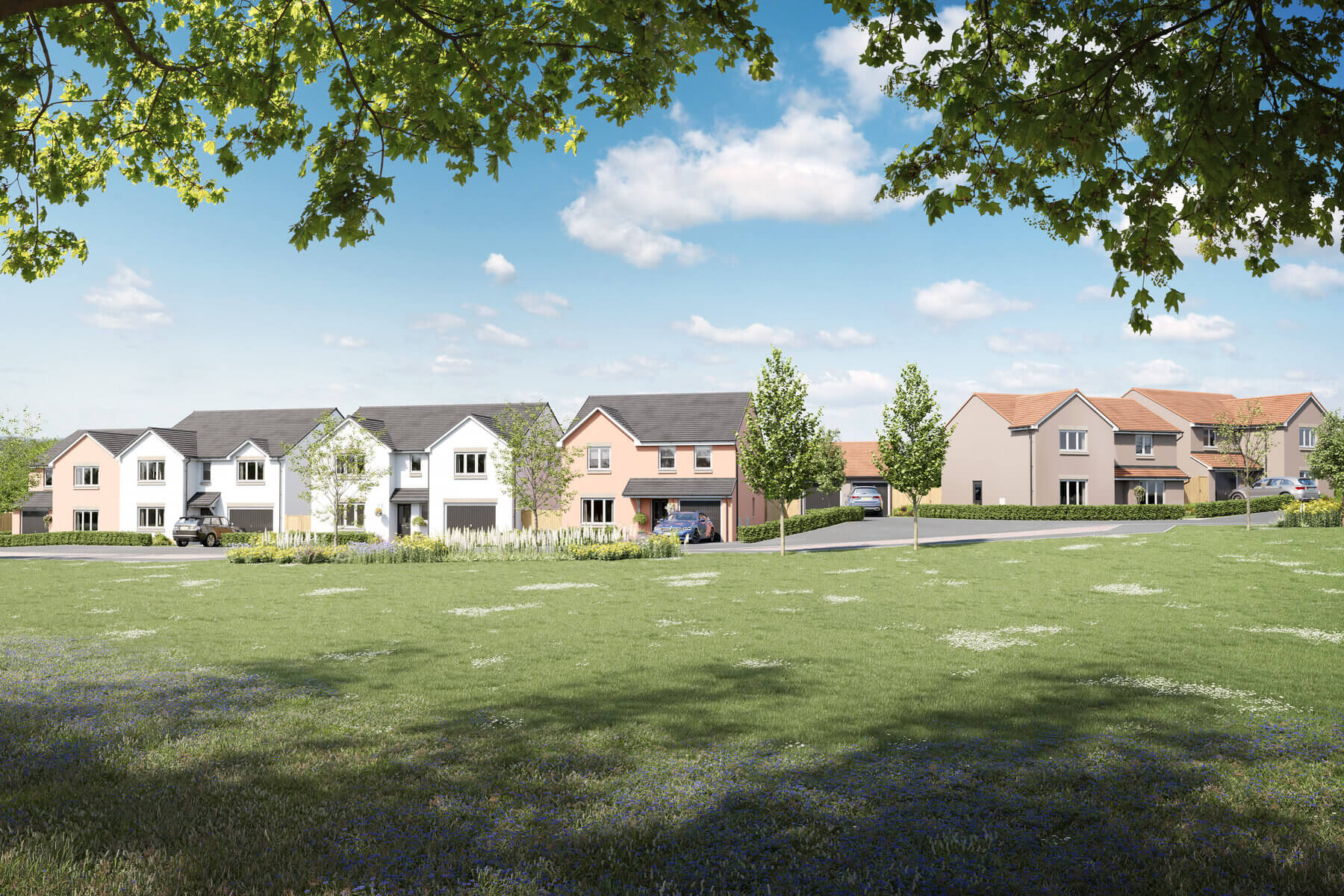Street scene of Taylor Wimpey's Letham Mains development