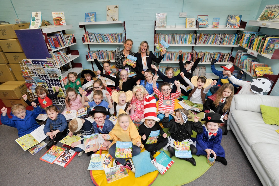 Children at Honiton County Primary School on World Book Day
