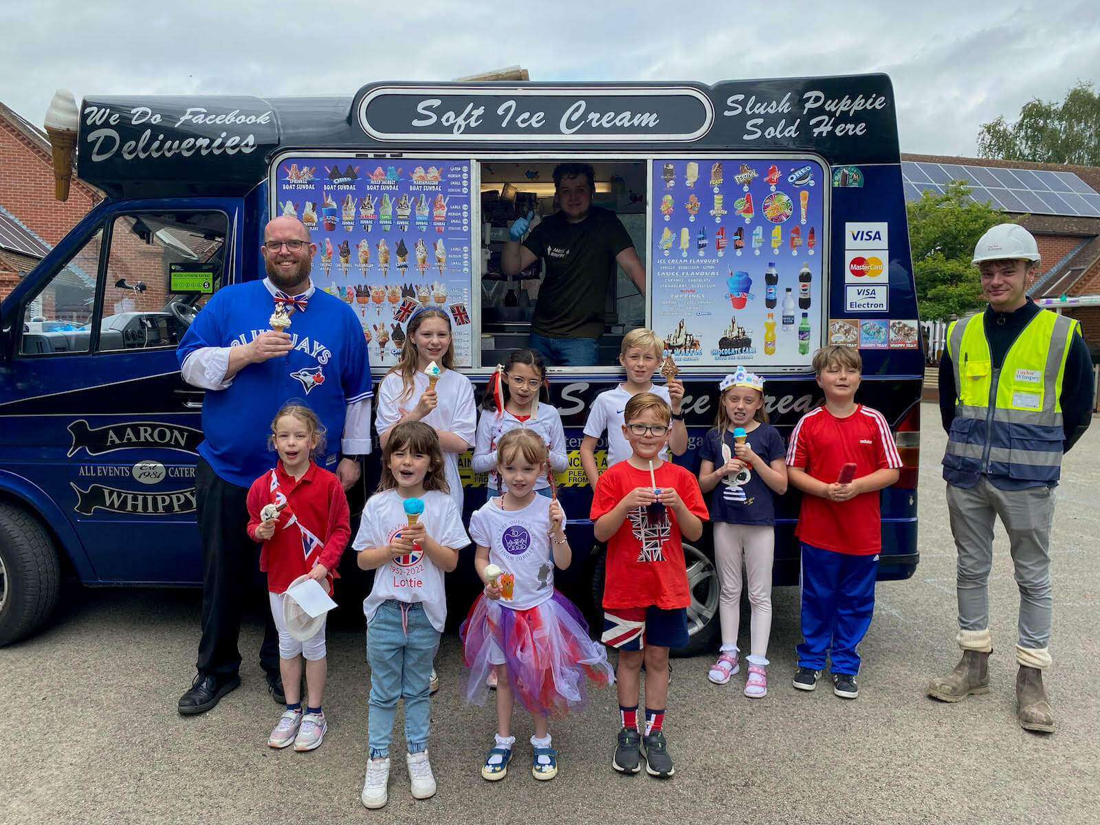 Children standing by ice cream van
