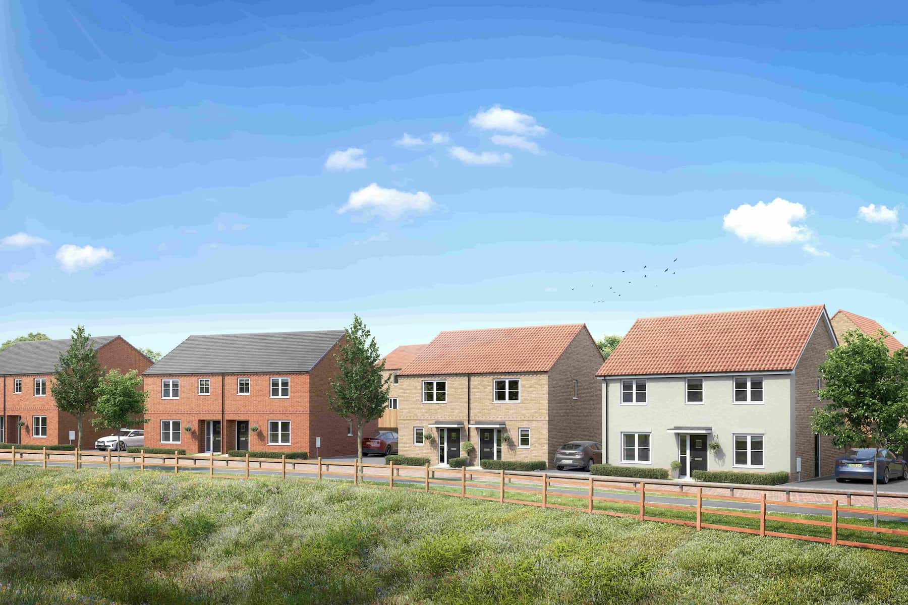 Homes at Westland Heath have been designed around open green spaces