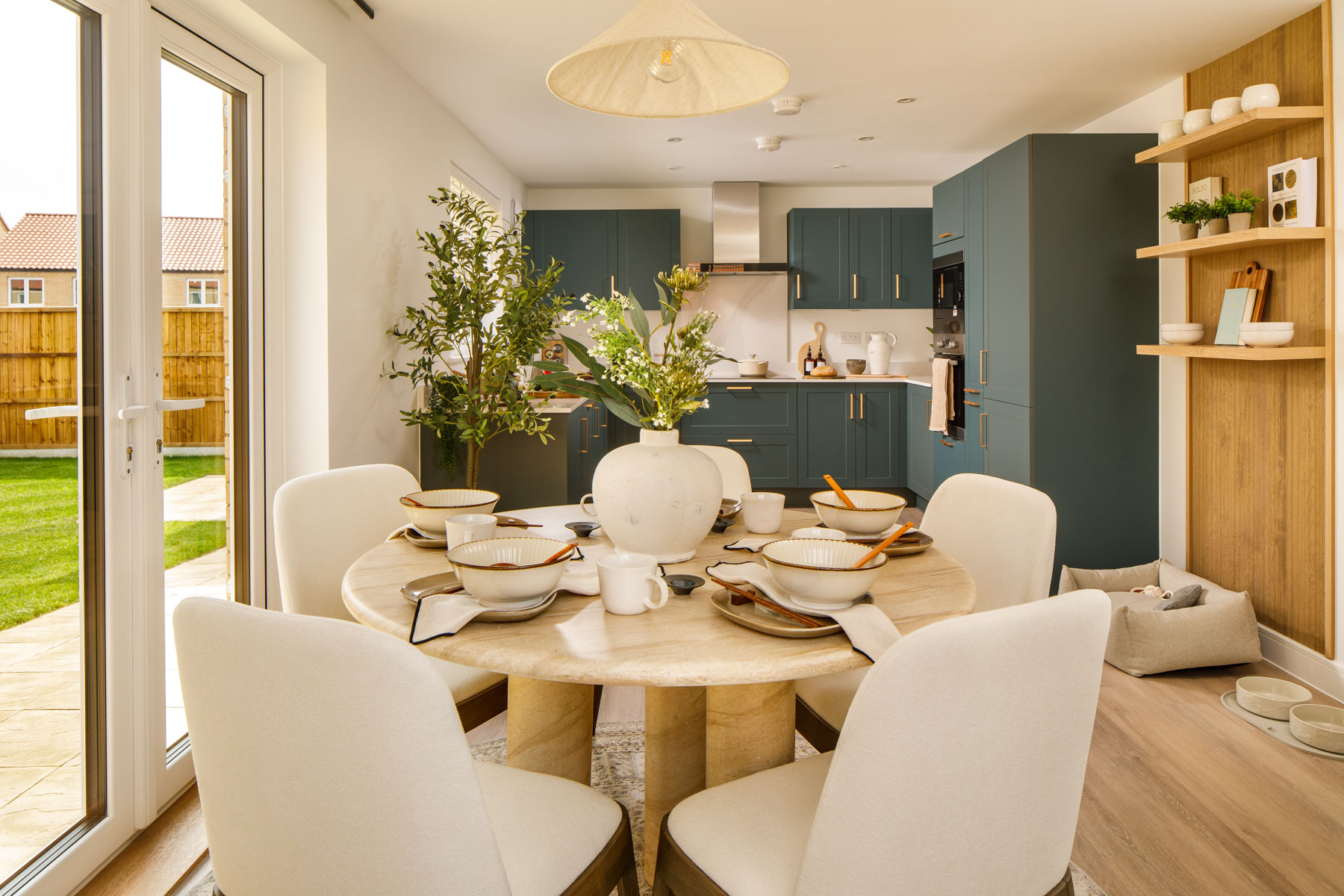 French doors to the garden seamlessly connect your indoor and outdoor living spaces