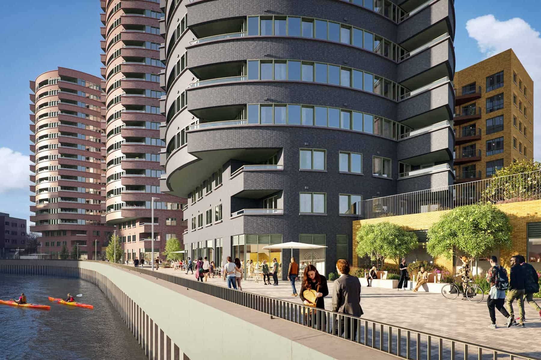 Tower A B river walk CGI