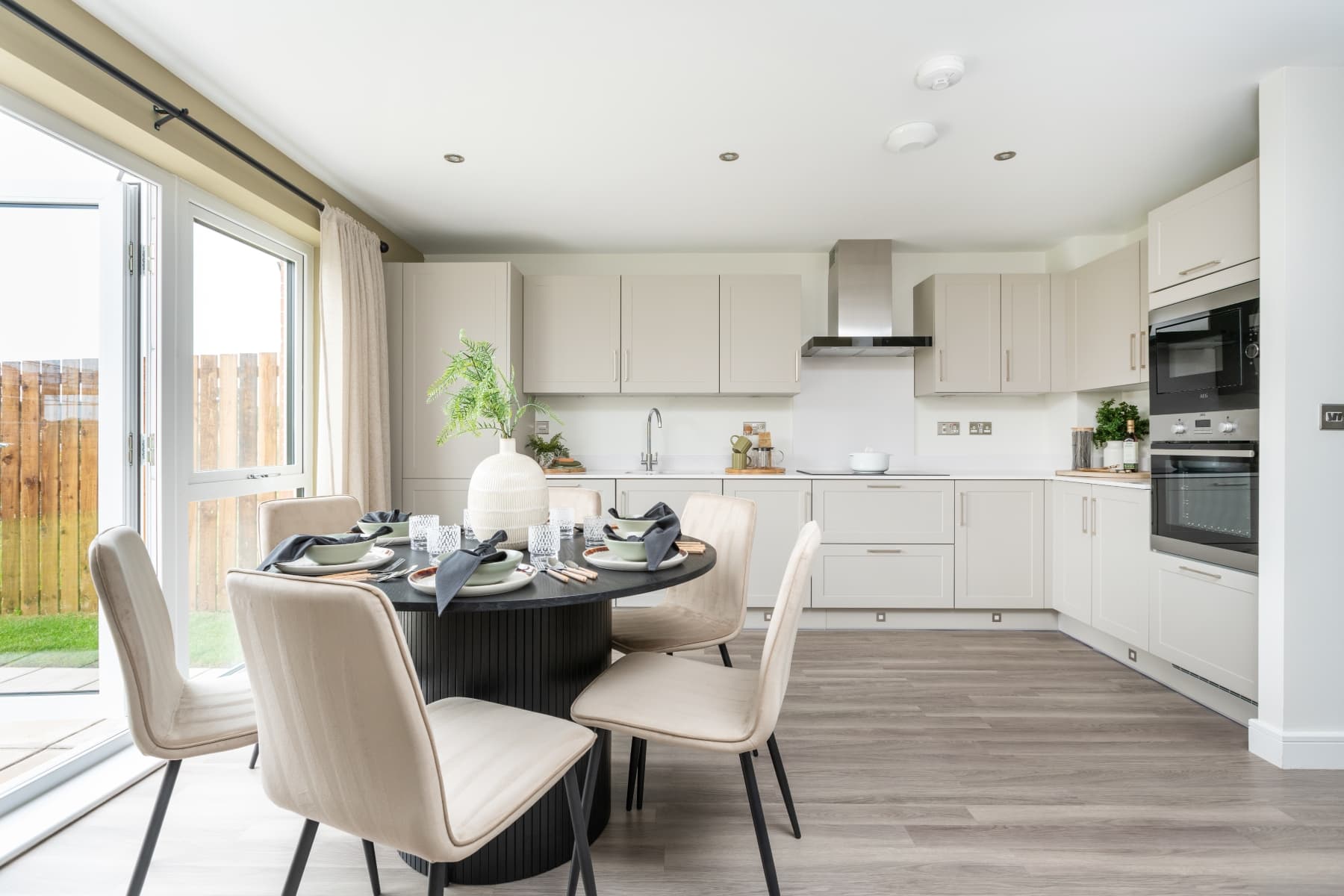 The kitchen in the Byrneham is spacious with French doors to the rear garden