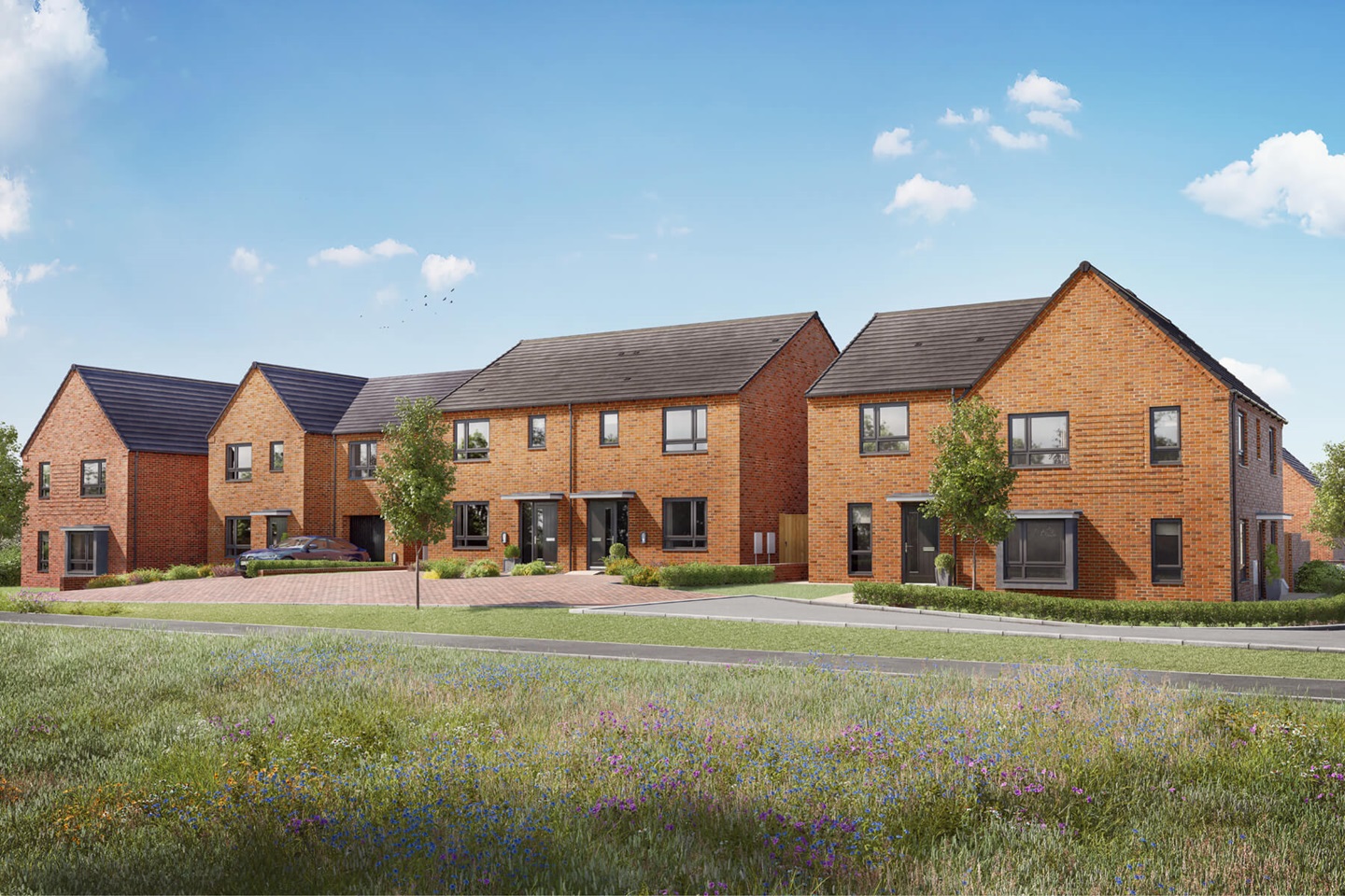 An Artists impression of homes at Seaham Garden Village