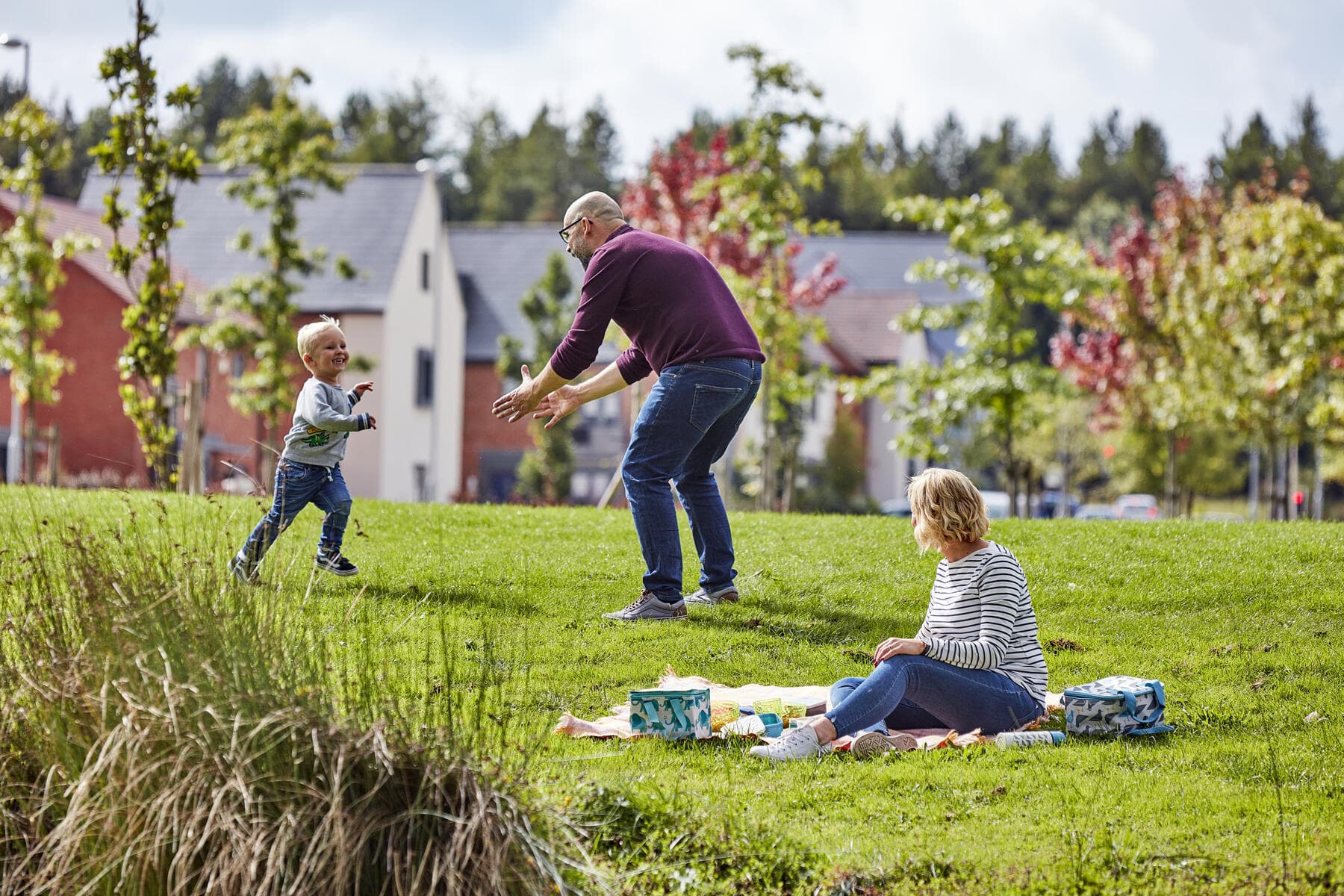 The development is surrounded by green space