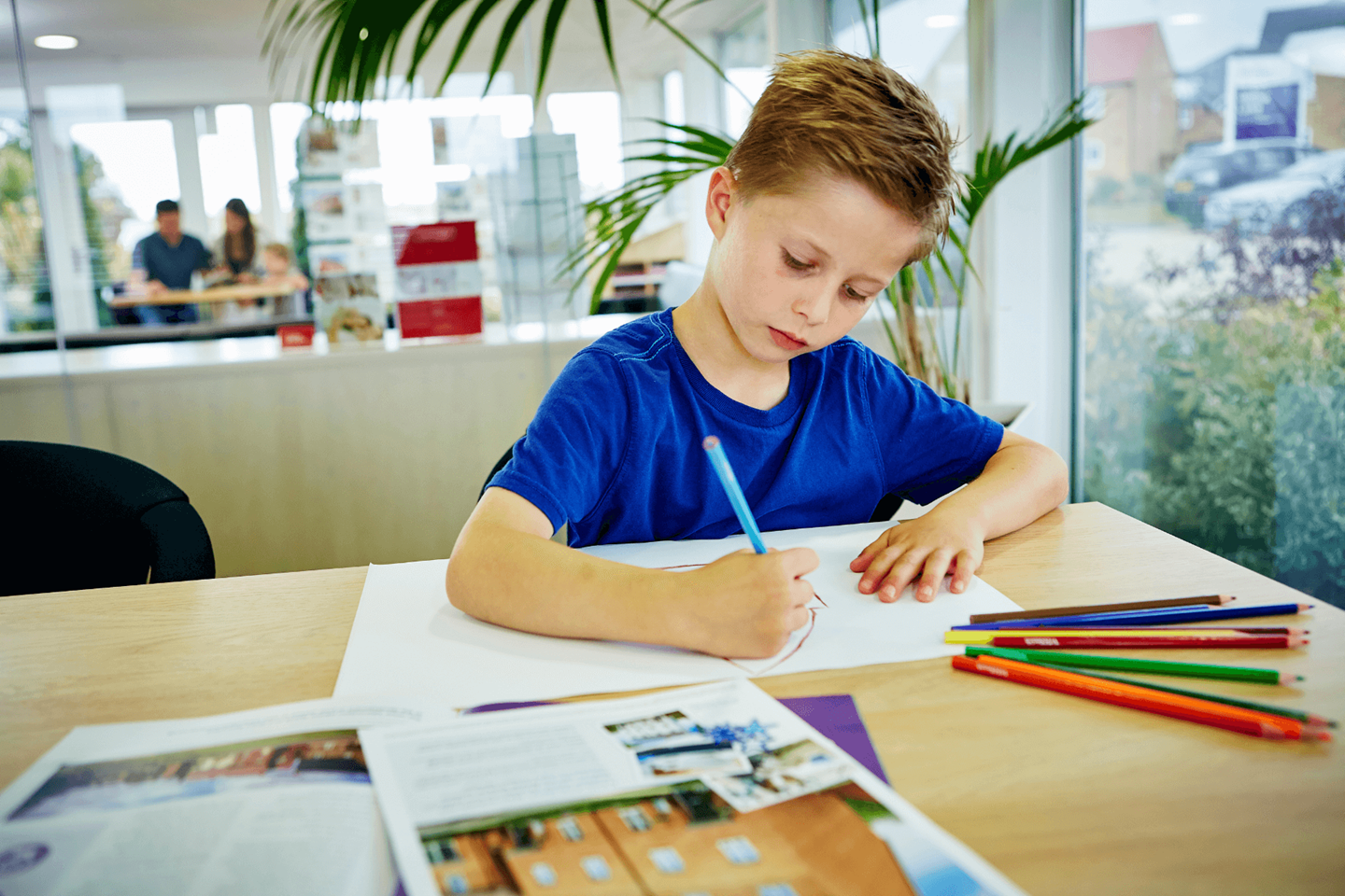 Boy doing school work